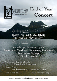 LYCO 2012-11-23 End of Year Concert - Poster - Cradle Mountain