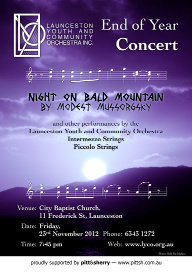 LYCO 2012-11-23 End of Year Concert - Poster - Mount Strzelecki